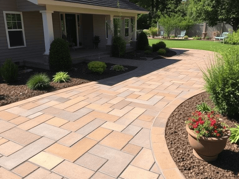 embossed colored concrete walkway